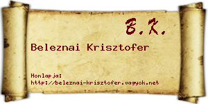 Beleznai Krisztofer névjegykártya